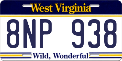 WV license plate 8NP938