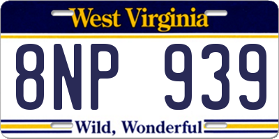 WV license plate 8NP939