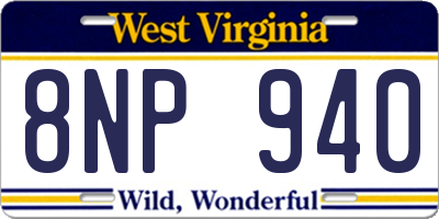WV license plate 8NP940