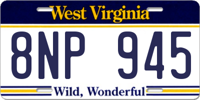 WV license plate 8NP945