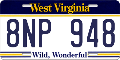 WV license plate 8NP948