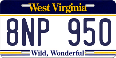 WV license plate 8NP950