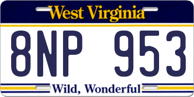 WV license plate 8NP953