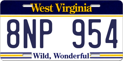 WV license plate 8NP954