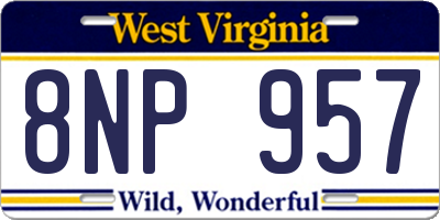 WV license plate 8NP957
