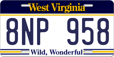 WV license plate 8NP958