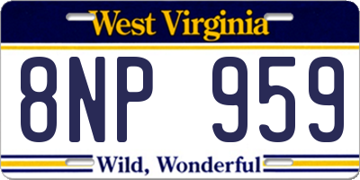 WV license plate 8NP959