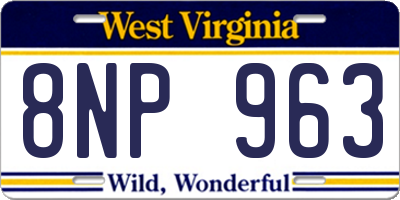 WV license plate 8NP963