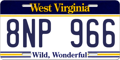 WV license plate 8NP966