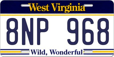 WV license plate 8NP968