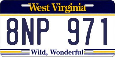WV license plate 8NP971