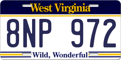WV license plate 8NP972