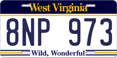 WV license plate 8NP973
