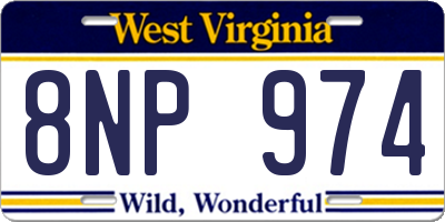 WV license plate 8NP974