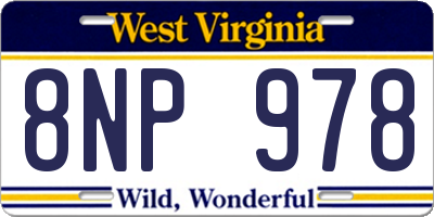 WV license plate 8NP978
