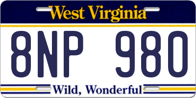 WV license plate 8NP980