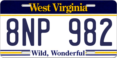 WV license plate 8NP982