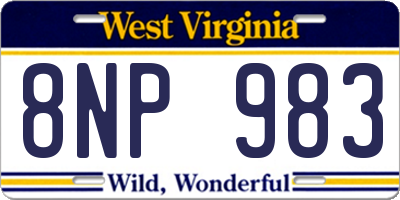 WV license plate 8NP983