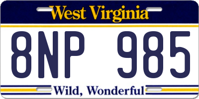 WV license plate 8NP985