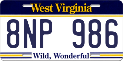 WV license plate 8NP986