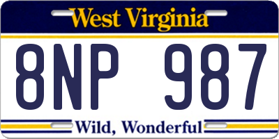 WV license plate 8NP987