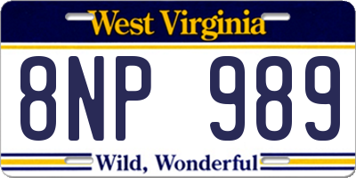 WV license plate 8NP989