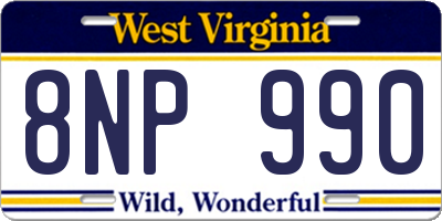 WV license plate 8NP990