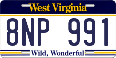 WV license plate 8NP991