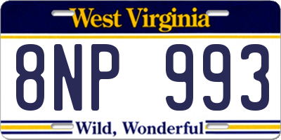 WV license plate 8NP993