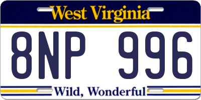 WV license plate 8NP996