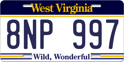WV license plate 8NP997