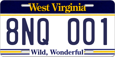 WV license plate 8NQ001