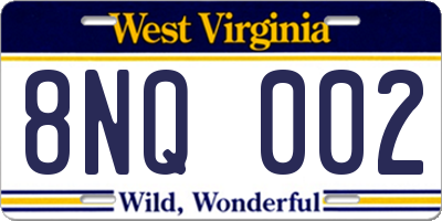 WV license plate 8NQ002