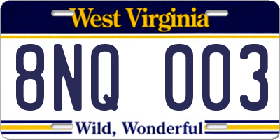 WV license plate 8NQ003