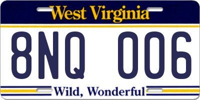 WV license plate 8NQ006