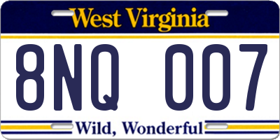 WV license plate 8NQ007