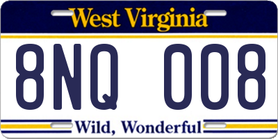 WV license plate 8NQ008