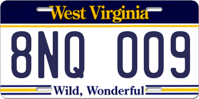 WV license plate 8NQ009