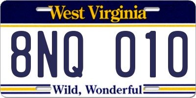 WV license plate 8NQ010
