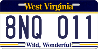 WV license plate 8NQ011