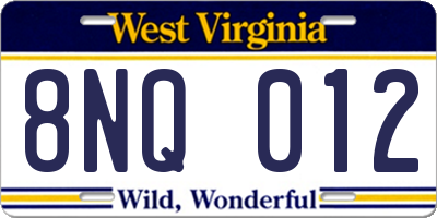 WV license plate 8NQ012