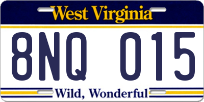 WV license plate 8NQ015