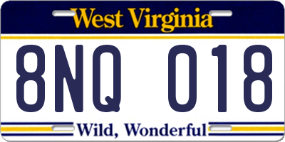 WV license plate 8NQ018