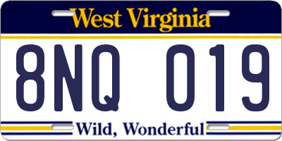 WV license plate 8NQ019