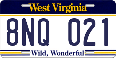 WV license plate 8NQ021