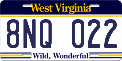 WV license plate 8NQ022