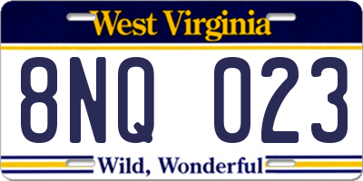 WV license plate 8NQ023