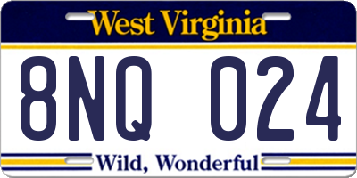WV license plate 8NQ024