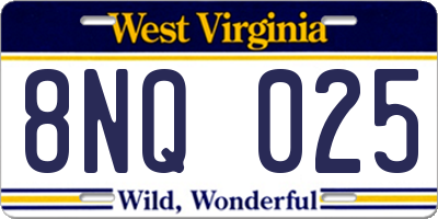 WV license plate 8NQ025