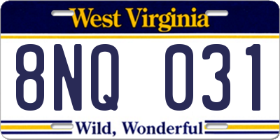 WV license plate 8NQ031